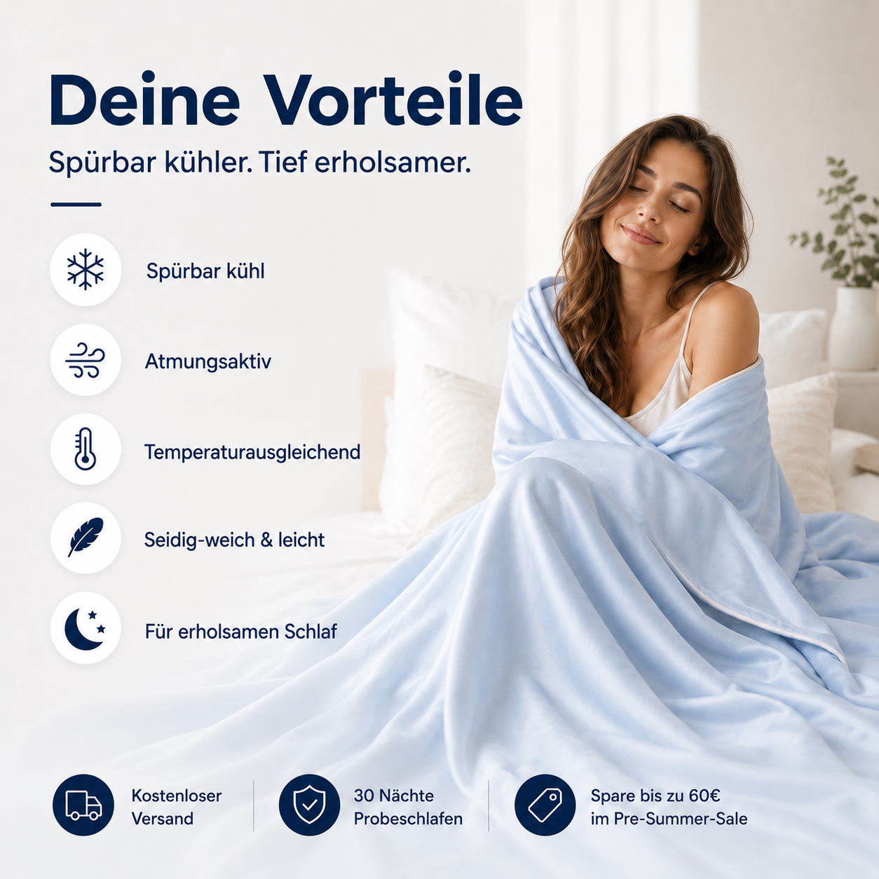 Nachtbrise™ – Kühlende Bettdecke für heiße Sommernächte